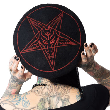 Goat Head Black Beret Hat - Kreepsville